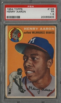 1954 Topps #128 Hank Aaron Rookie Card - PSA FR 1.5